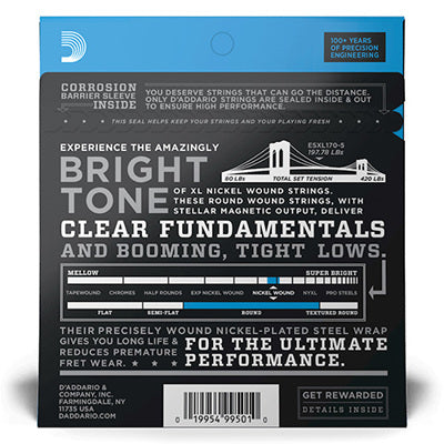 D'Addario Bass Strings EXL170-5 5-String Nickel Wound, Regular Light, 45-130, Long Scale