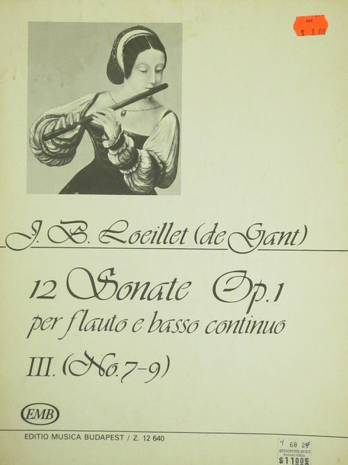 12 Sonate OP.1 for Flute III. (No.7-9) - J.B. Loeillet (de Grant) Booset & Hawkes Music Books for sale canada