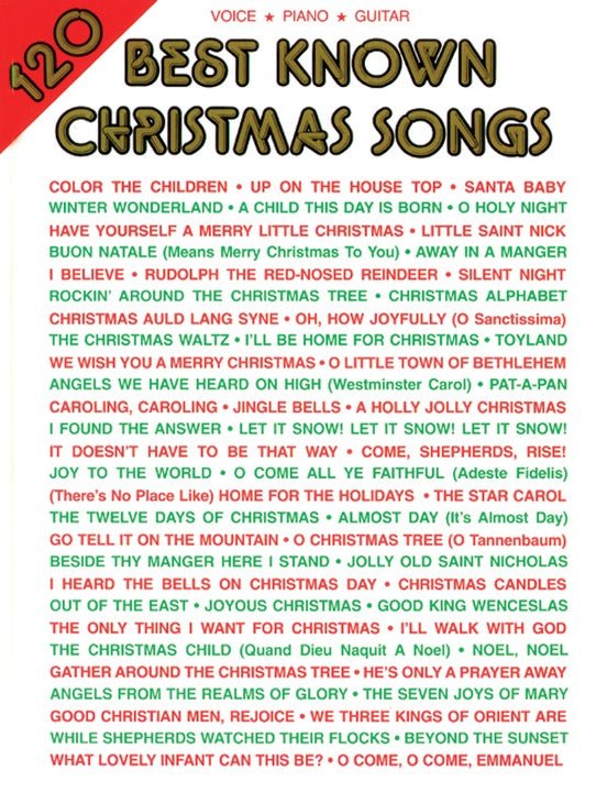 120 Best Known Christmas Songs, P/V/G Alfred Music Publishing Music Books for sale canada