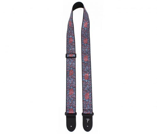 2" BLUE AND RED FLOWER PATTERN JACQUARD GUITAR STRAP Perri's Guitar Accessories for sale canada