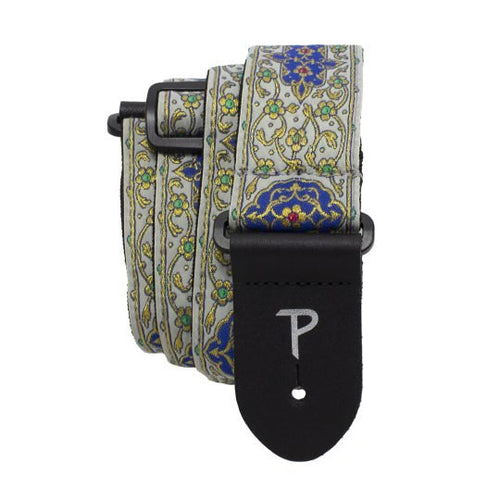 2″ GRAY BLUE ORNATE JACQUARD GUITAR STRAP Perri's Guitar Accessories for sale canada