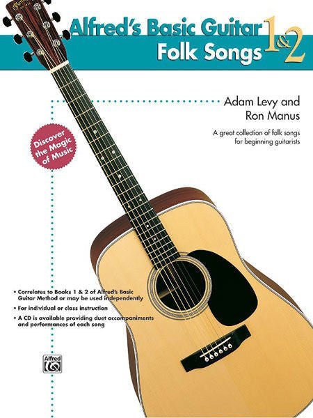 Alfred's Basic Guitar, Folk Songs, Level 1&2, (Book & CD) Default Alfred Music Publishing Music Books for sale canada