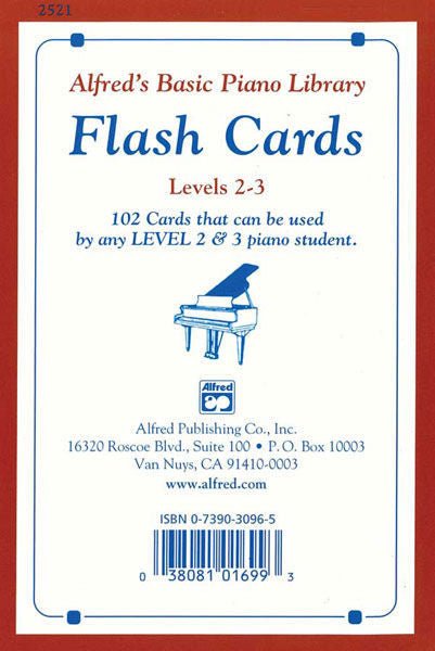 Alfred's Basic Piano Library: Flash Cards, Levels 2 & 3 Default Alfred Music Publishing Flashcards for sale canada