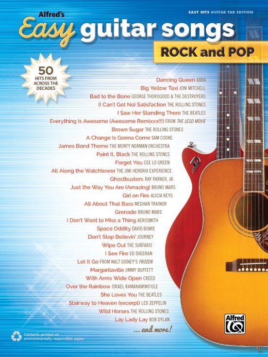 Alfred's Easy Guitar Songs: Rock and Pop Mel Bay Publications, Inc. Music Books for sale canada