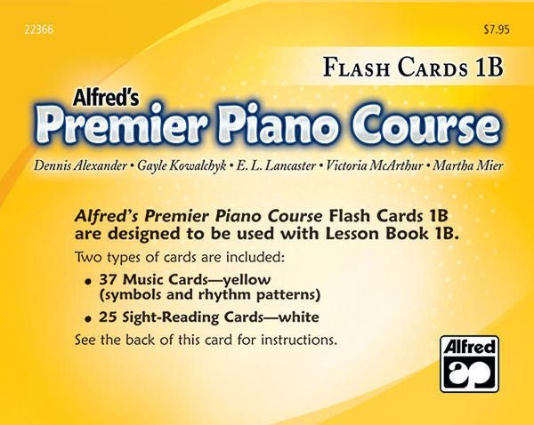 Alfred's Premier Piano Course, Flash Cards Level 1B Alfred Music Publishing Flashcards for sale canada