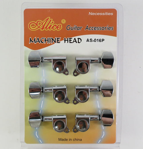 Alice Machine Heads Set of 6 for Guitar Chrome - 3+3 Alice Guitar Accessories for sale canada