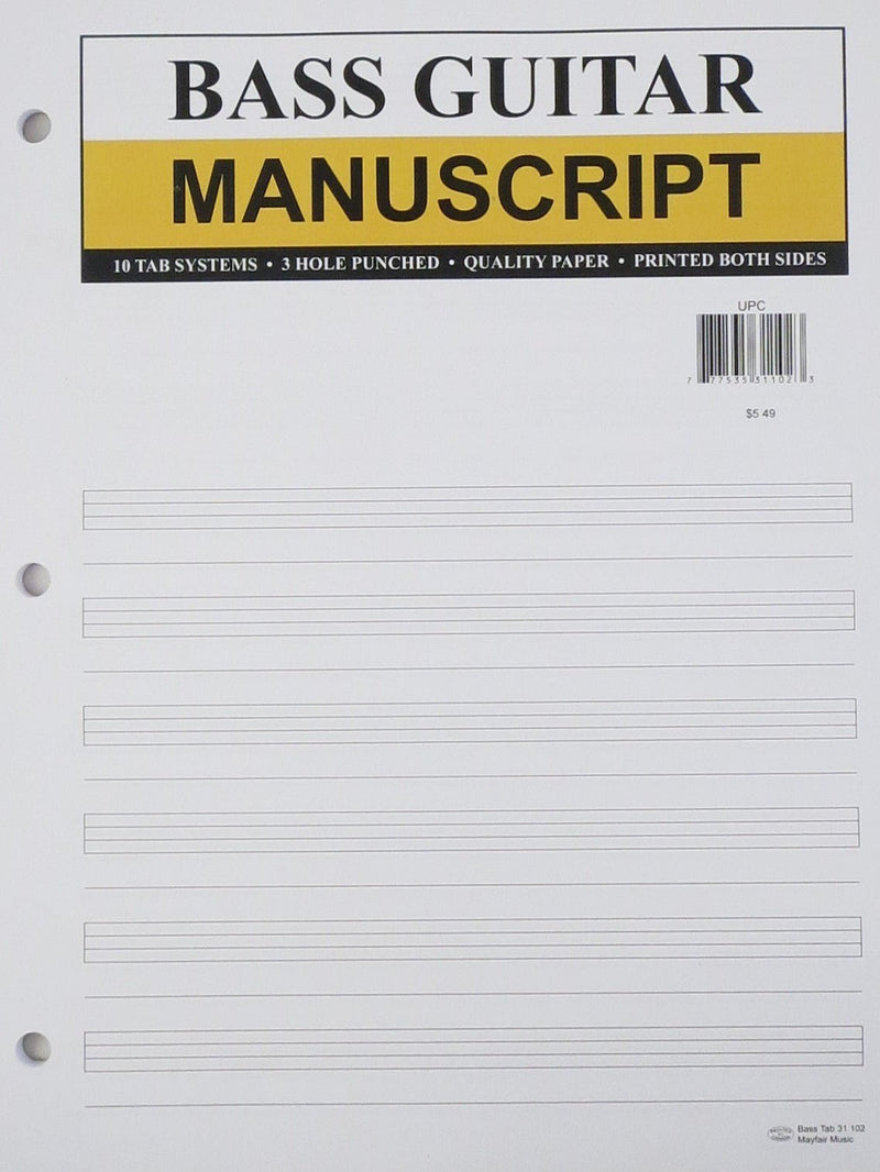 Bass Guitar Manuscript Mayfair Music Manuscript paper for sale canada
