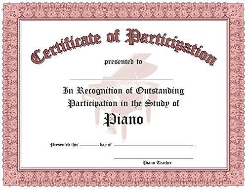 Certificate of Participation PINK Santorella Publications Certificate for sale canada
