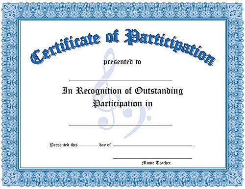 Certificate of Participation BLUE Santorella Publications Certificate for sale canada