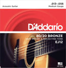 D'Addario 80/20 Bronze EJ Acoustic Guitar Strings Medium / .013 - .056 D'Addario &Co. Inc Guitar Accessories for sale canada