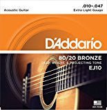 D'Addario 80/20 Bronze EJ Acoustic Guitar Strings Extra Light / .010 - .047 D'Addario &Co. Inc Guitar Accessories for sale canada