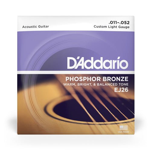 D'Addario EJ Phosphor Bronze Acoustic Guitar Strings Custom Light Gauge / .011-.052 D'Addario &Co. Inc Guitar Accessories for sale canada