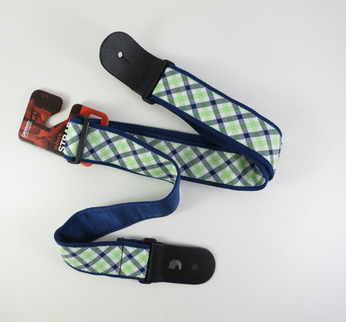 D'Addario Guitar Strap, Woven Gingham Navy/Teal D'Addario &Co. Inc Guitar Accessories for sale canada