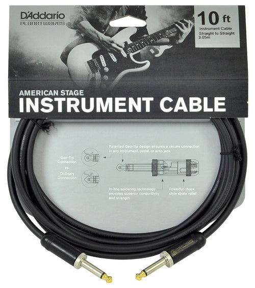 D'Addario PW-AMSG-10 American Stage Straight to Straight Instrument Cable - 10 foot D'Addario &Co. Inc Cable for sale canada