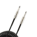 D'Addario PW-CDG-30BK Coiled Straight to Straight Instrument Cable - 30 foot Black D'Addario &Co. Inc Guitar Accessories for sale canada