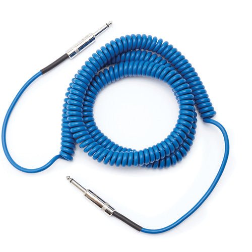 D'Addario PW-CDG-30BU Coiled Straight to Straight Instrument Cable - 30 foot Blue D'Addario &Co. Inc Guitar Accessories for sale canada