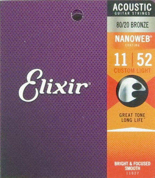 ELIXIR Custom Light Acoustic 80/20 Bronze With Nanoweb Coating (.011 - .052) Elixir Guitar Accessories for sale canada