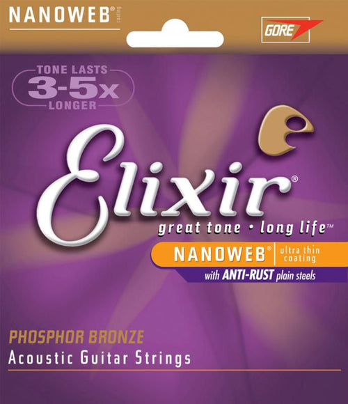 ELIXIR Custom Light Acoustic Phosphor Bronze With Nanoweb Coating (.011 - .052) Elixir Guitar Accessories for sale canada