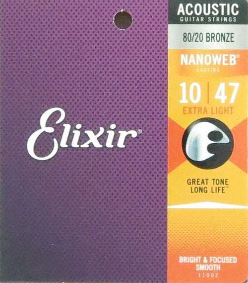 ELIXIR Extra Light Acoustic 80/20 Bronze With Nanoweb Coating ( .010 - .047) Elixir Guitar Accessories for sale canada