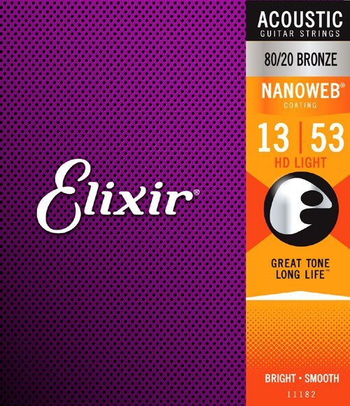 ELIXIR HD Light Acoustic 80/20 Bronze With Nanoweb Coating .013 - .053 Elixir Guitar Accessories for sale canada