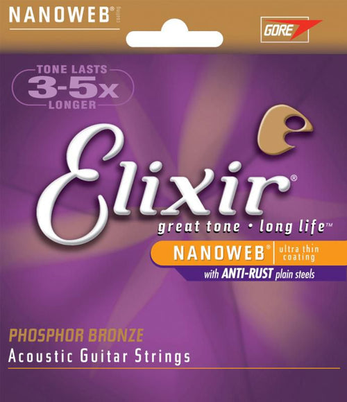 ELIXIR Light Acoustic Phosphor Bronze With Nanoweb Coating (.012 - .053) Elixir Guitar Accessories for sale canada