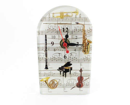 Glass Music Desk Clock Music Treasures Novelty for sale canada