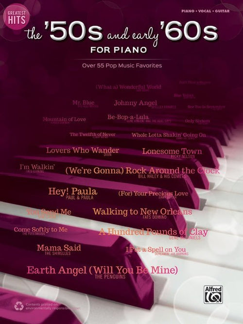 Greatest Hits: The '50s and Early '60s for Piano, P/V/G Alfred Music Publishing Music Books for sale canada