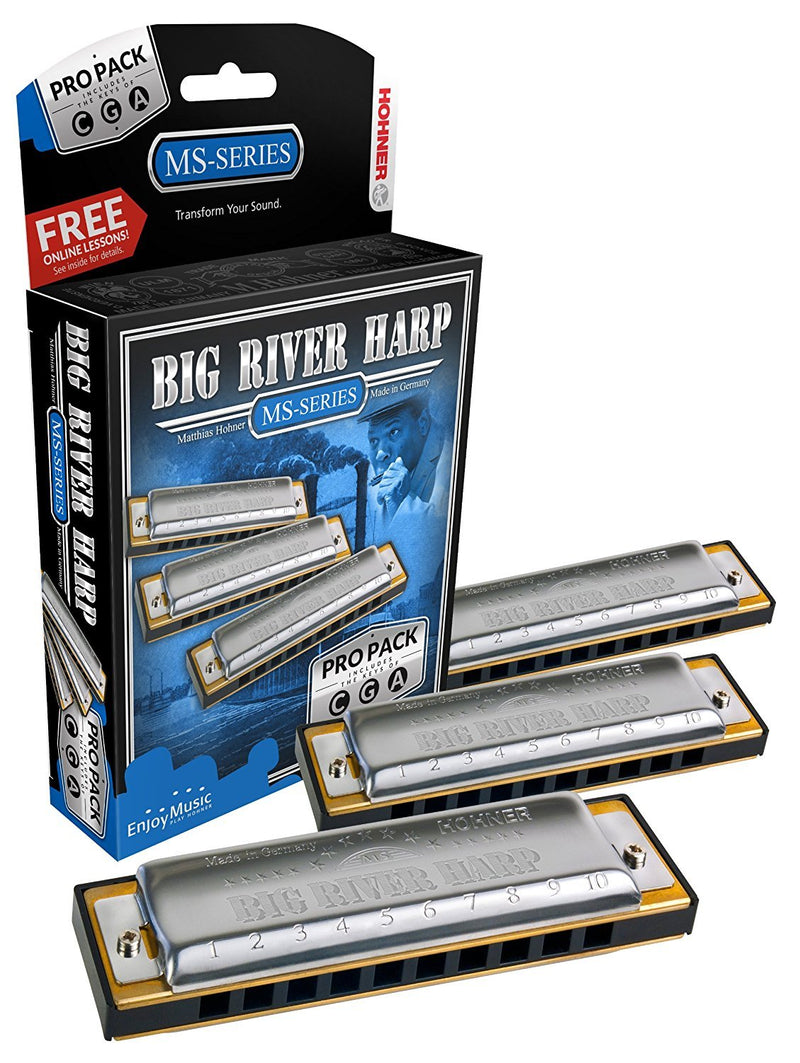 Hohner Big River Harmonica Keys of C, G, and A Pro Pack Hohner Inc, USA Harmonica for sale canada