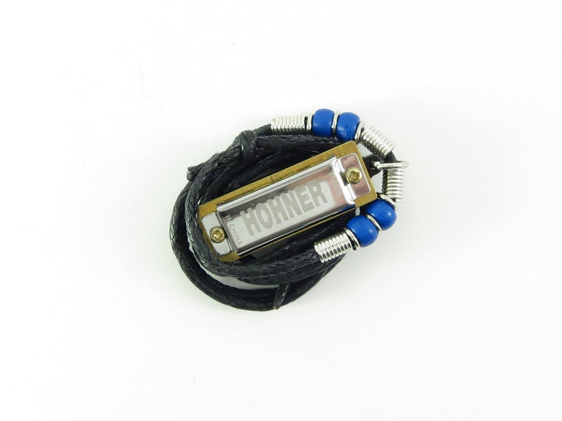Hohner M38N Mini Harmonica w/ Beaded Necklace - Key of C Blue Hohner Inc, USA Harmonica for sale canada