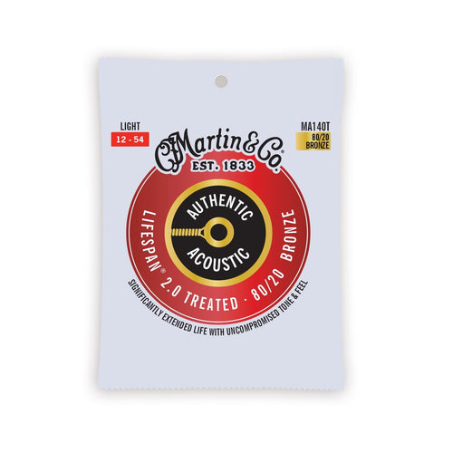 Martin MA140T Lifespan Treated 80/20 Bronze Authentic Acoustic Guitar Strings Light 12-54 Martin & Co. Guitar Accessories for sale canada