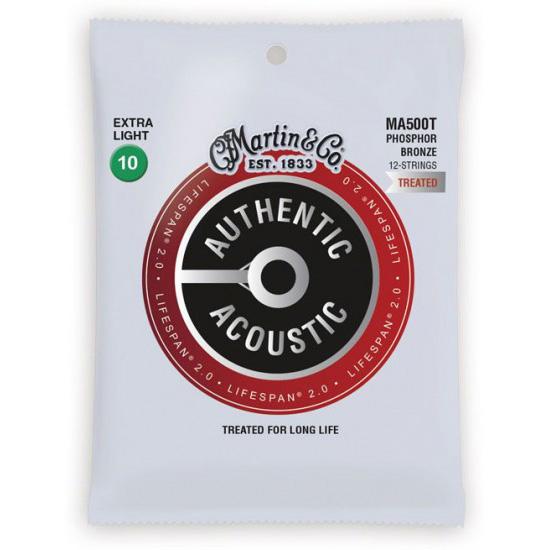 Martin MA500T Authentic Acoustic Lifespan 2.0 Treated 92/8 Ph. Bronze Guitar Strings - Extra Light 12-String Martin & Co. Guitar Accessories for sale canada