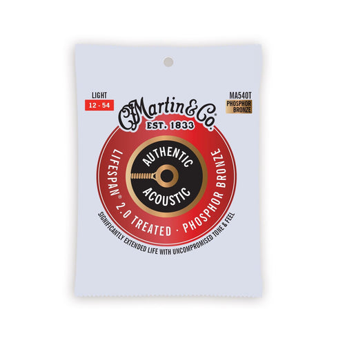 Martin MA540T Authentic Acoustic Lifespan 2.0 Treated 92/8 Ph. Bronze Guitar Strings - Light 12-54 Martin & Co. Guitar Accessories for sale canada