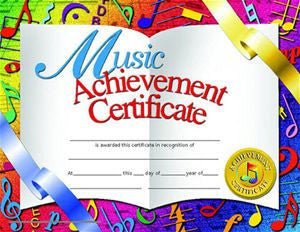 Music Achievement Certificate Music Treasures Certificate for sale canada