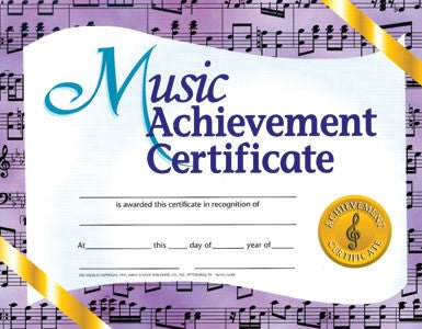 Music Achievement Certificate Music Treasures Certificate for sale canada