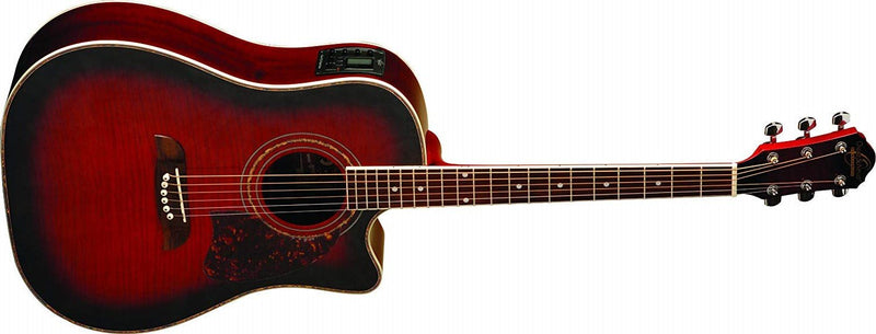 Oscar Schmidt Dreadnought Cutaway Acoustic-Electric Guitar - Flame Black Cherry Oskar Schmidt Guitar for sale canada