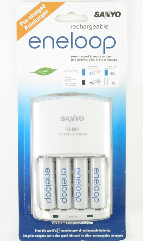 Sanyo Eneloop NiMH Battery Charger with 4AA NiMH Rechargeable Batteries (Discontinued by Manufacturer) Sanyo Accessories for sale canada