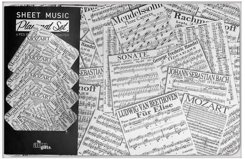 Sheet Music Place Mat and Coaster Set Aim Gifts Accessories for sale canada