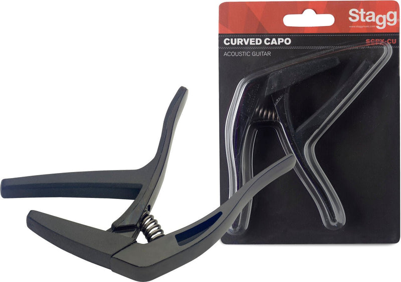 Stagg SCPX-CU Curved trigger capo for acoustic/electric GUITAR Black Stagg Music Guitar Accessories for sale canada