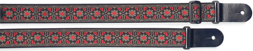 Stagg Woven Nylon Guitar Strap With Flower Pattern 2 Inch/5cm Red Stagg Music Guitar Accessories for sale canada