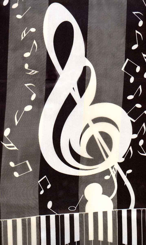 Treble Clef and Keyboard Scarf Black Music Treasures Accessories for sale canada