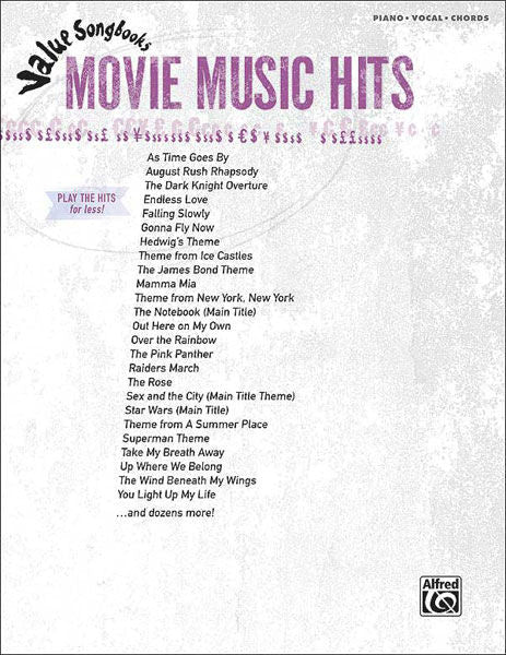 Value Songbooks: Movie Music Hits Default Alfred Music Publishing Music Books for sale canada